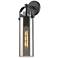 Pilaster 17" High Matte Black Wall Sconce with Smoke Glass