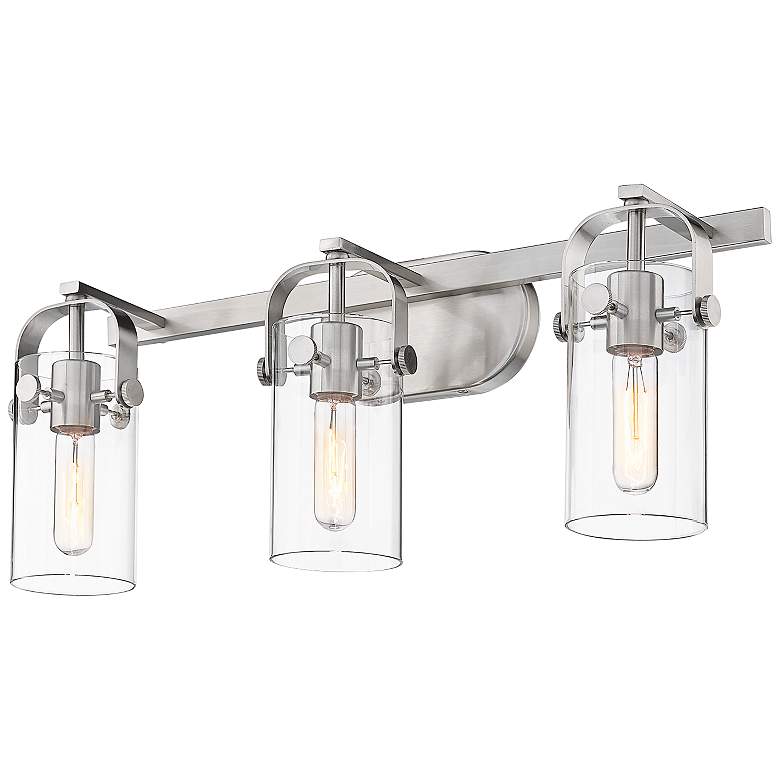 Image 1 Pilaster 24 1/4"W Brushed Satin Nickel 3-Light Bath Light