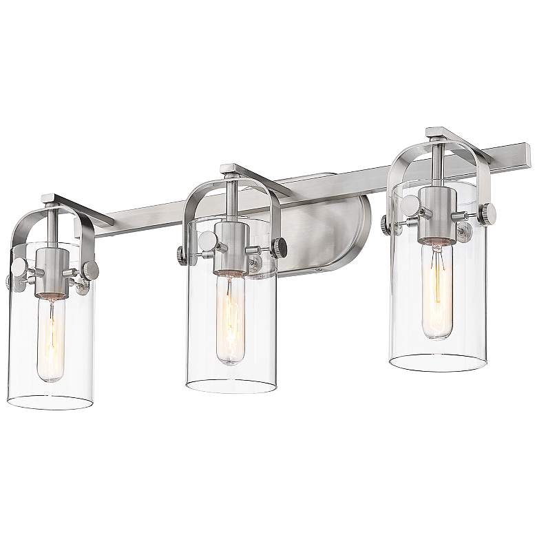 Image 1 Pilaster 24 1/4 inchW Brushed Satin Nickel 3-Light Bath Light