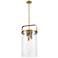 Pilaster 25.5" 4 Light Brushed Brass LED Pendant w/ Clear Shade