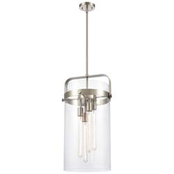 Pilaster 25.5&quot; 4 Light Brushed Nickel LED Pendant w/ Clear Shade