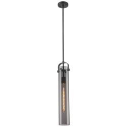 Pilaster 4 3/4"W Matte Black and Smoke Glass Mini Pendant