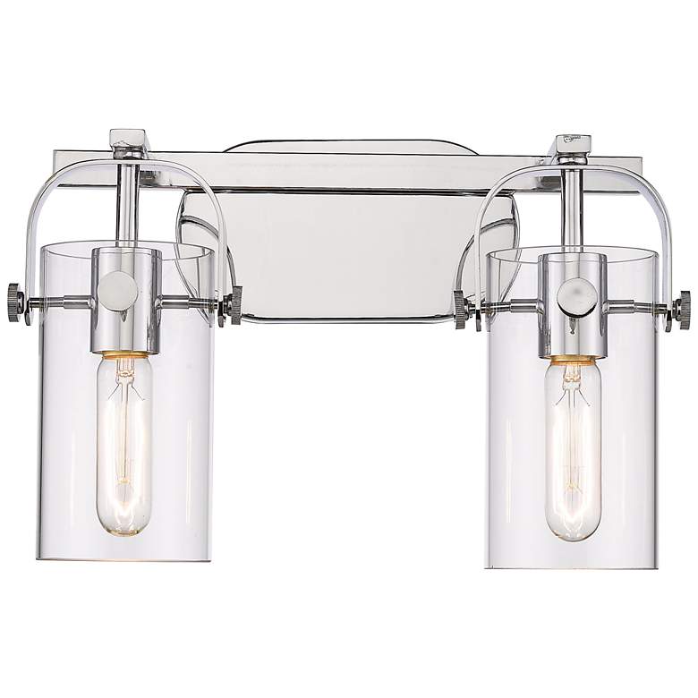 Image 1 Pilaster 4" 2 Light 15" LED Bath Light - Polished Nickel - Clear