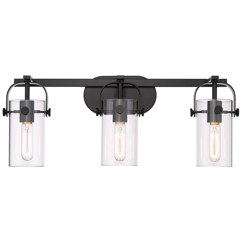 Image 1 Pilaster 4" 3 Light 24" LED Bath Light - Matte Black - Clear Shad