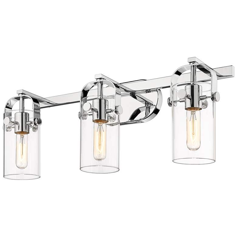 Image 1 Pilaster 4" 3 Light 24" LED Bath Light - Polished Nickel - Clear