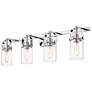 Pilaster 4" 4 Light 35" Bath Light - Polished Nickel - Clear Shad