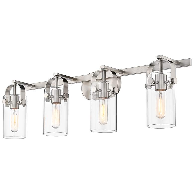Image 1 Pilaster 4" 4 Light 35" LED Bath Light - Brushed Satin Nickel - C