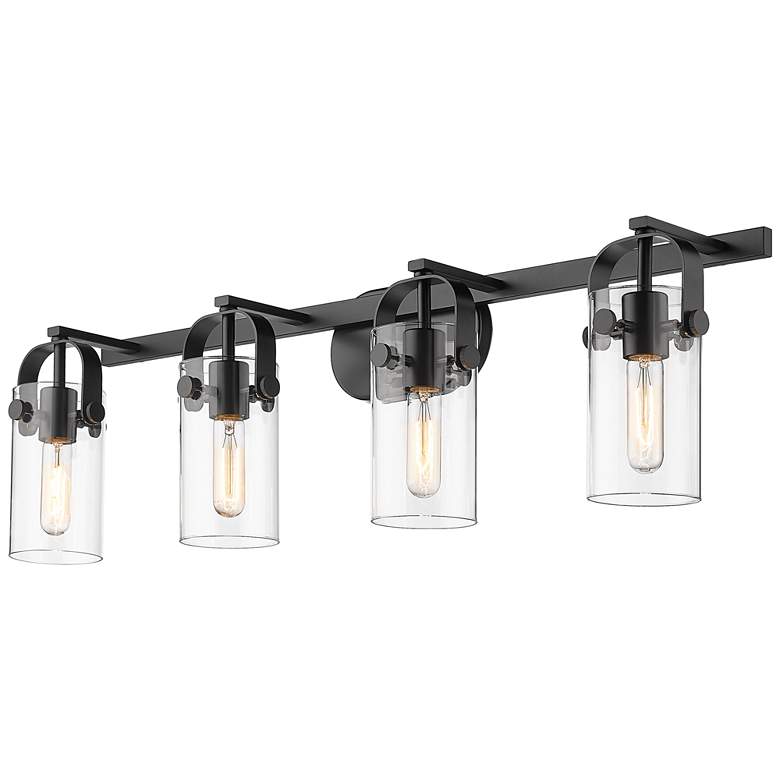 Image 1 Pilaster 4" 4 Light 35" LED Bath Light - Matte Black - Clear Shad