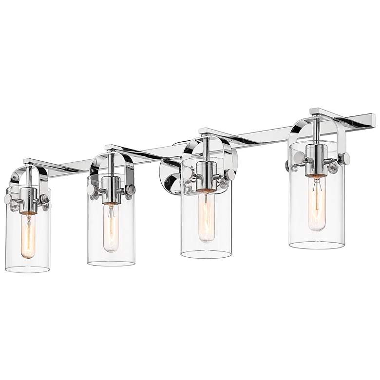Image 1 Pilaster 4" 4 Light 35" LED Bath Light - Polished Nickel - Clear