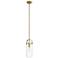 Pilaster 5" Wide Brushed Brass Mini Pendant w/ Clear Shade
