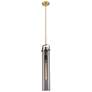 Pilaster 5" Wide Stem Hung Brushed Brass Pendant With Smoke Shade