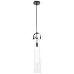 Pilaster 5&quot; Wide Stem Hung Matte Black Pendant With Clear Shade