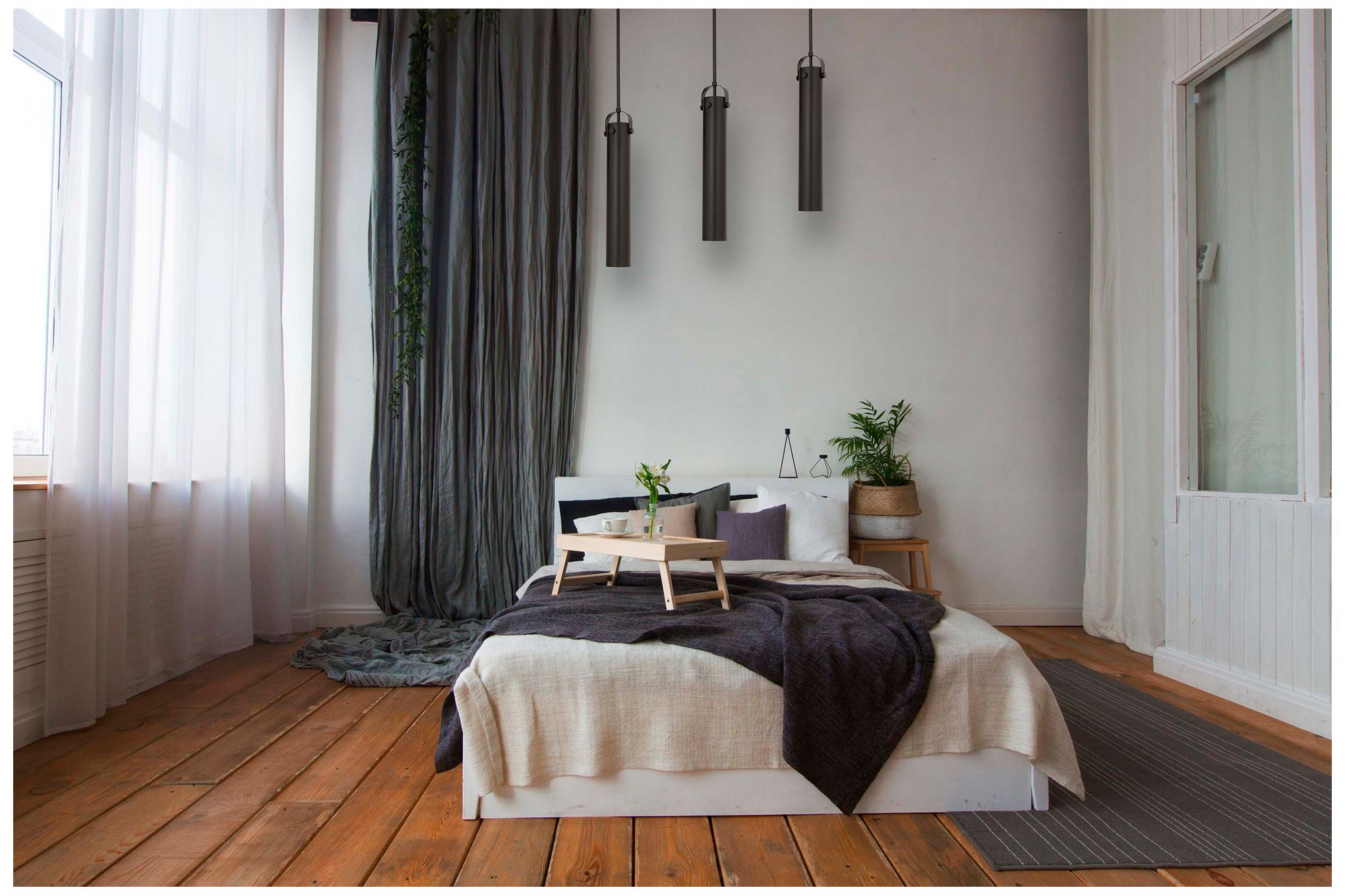 Image 2 Pilaster 5" Wide Stem Hung Matte Black Pendant With Clear Shade more views
