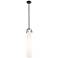Pilaster 5" Wide Stem Hung Matte Black Pendant With White Shade