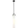 Pilaster 5" Wide Stem Hung Matte Black Pendant With White Shade