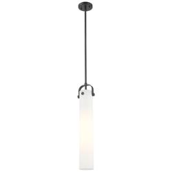 Pilaster 5&quot; Wide Stem Hung Matte Black Pendant With White Shade
