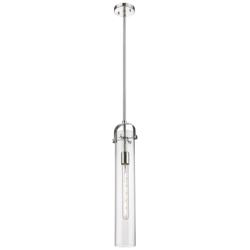 Pilaster 5&quot; Wide Stem Hung Polished Nickel Pendant With Clear Shade