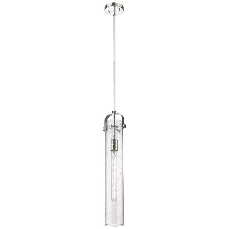 Image 1 Pilaster 5" Wide Stem Hung Polished Nickel Pendant With Seedy Shade
