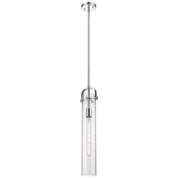 Pilaster 5&quot; Wide Stem Hung Polished Nickel Pendant With Seedy Shade
