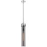 Pilaster 5" Wide Stem Hung Polished Nickel Pendant With Smoke Shade