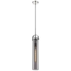 Pilaster 5&quot; Wide Stem Hung Polished Nickel Pendant With Smoke Shade