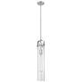 Pilaster 5" Wide Stem Hung Satin Nickel Pendant With Seedy Shade