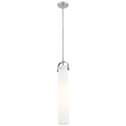Pilaster 5" Wide Stem Hung Satin Nickel Pendant With White Shade