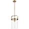 Pilaster 8" Wide Brushed Brass and Clear Mini Pendant