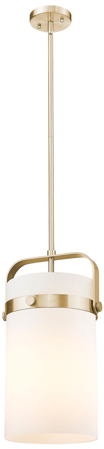 Pilaster 8"W Champagne Bronze Mini Pendant with White Shade
