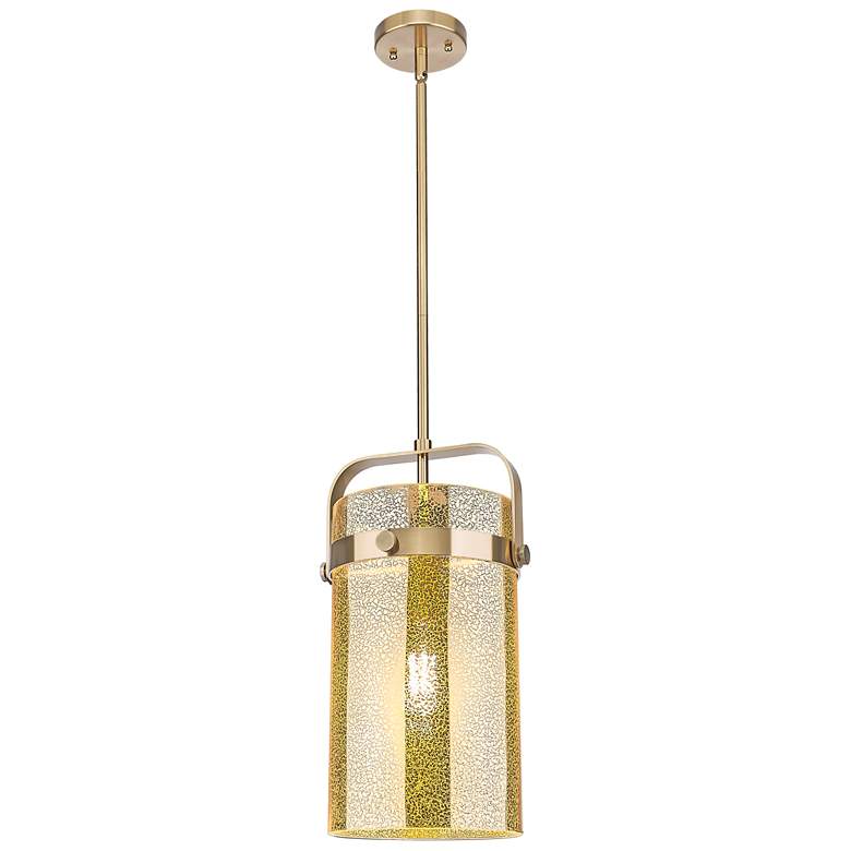 Image 1 Pilaster 8"W Champagne Bronze Stem Hung Mini Pendant With Mercury Shade
