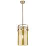 1_Pilaster 8"W Champagne Bronze Stem Hung Mini Pendant With Mercury Shade