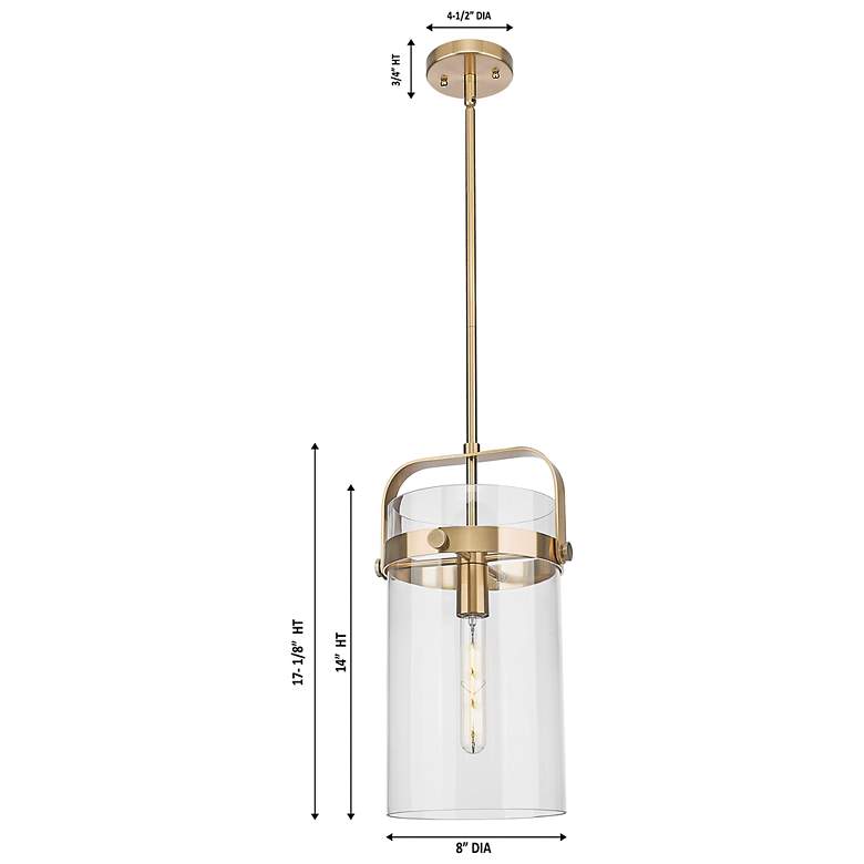 Image 2 Pilaster 8"W Champagne Bronze Stem Hung Mini Pendant With Mercury Shade more views