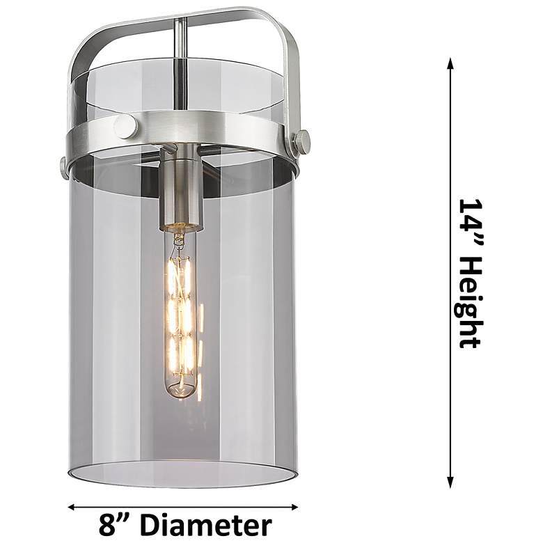Image 2 Pilaster 8"W Champagne Bronze Stem Mini Pendant With Light Smoke Shade more views