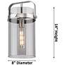 2_Pilaster 8"W Champagne Bronze Stem Mini Pendant With Light Smoke Shade more views