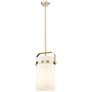 1_Pilaster 8"W Champagne Stem Mini Pendant With Cased Matte White Shade