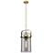 Pilaster 9.38" Wide Stem Hung Brushed Brass Pendant With Smoke Shade