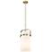 Pilaster 9.38" Wide Stem Hung Brushed Brass Pendant With White Shade