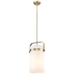 Pilaster 9.38" Wide Stem Hung Brushed Brass Pendant With White Shade