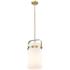 Pilaster 9.38" Wide Stem Hung Brushed Brass Pendant With White Shade