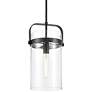 2_Pilaster 9.38" Wide Stem Hung Matte Black Pendant With Clear Shade