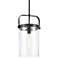 Pilaster 9.38" Wide Stem Hung Matte Black Pendant With Clear Shade