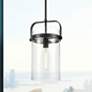 1_Pilaster 9.38" Wide Stem Hung Matte Black Pendant With Clear Shade