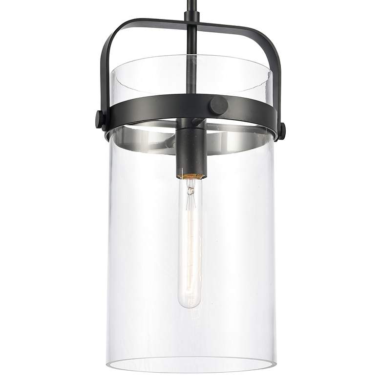 Image 3 Pilaster 9.38" Wide Stem Hung Matte Black Pendant With Clear Shade more views