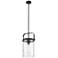 Pilaster 9.38" Wide Stem Hung Matte Black Pendant With Seedy Shade