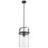 Pilaster 9.38" Wide Stem Hung Matte Black Pendant With Seedy Shade