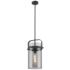 Pilaster 9.38" Wide Stem Hung Matte Black Pendant With Smoke Shade