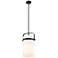 Pilaster 9.38" Wide Stem Hung Matte Black Pendant With White Shade