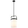 Pilaster 9.38" Wide Stem Hung Matte Black Pendant With White Shade