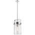 Pilaster 9.38" Wide Stem Hung Polished Nickel Pendant With Clear Shade