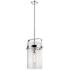 Pilaster 9.38" Wide Stem Hung Polished Nickel Pendant With Seedy Shade